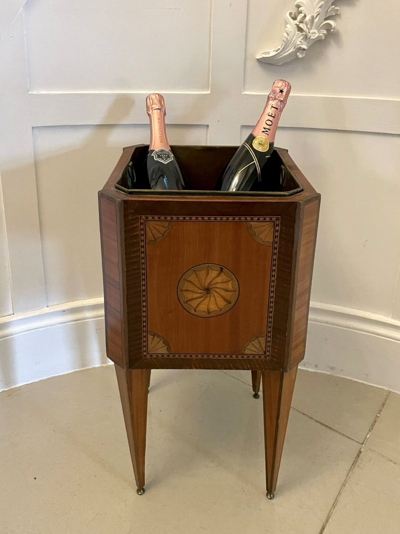 Antique George III Quality Satinwood Inlaid Freestanding Champagne/Wine Cooler - Image 2